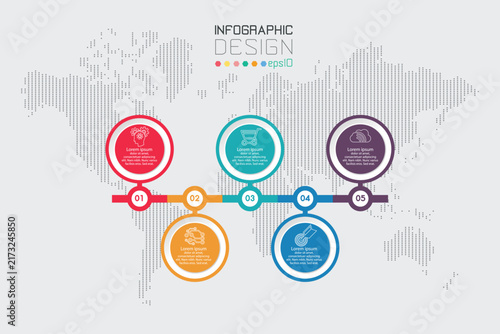 5 Node Connected Circle Flowchart Infographic