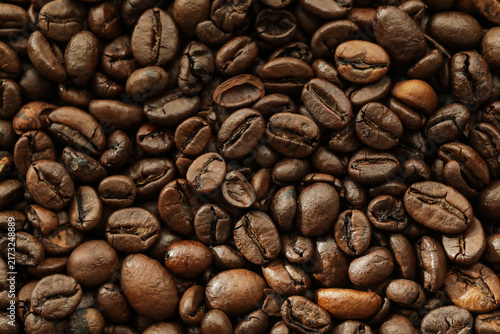 roasted coffee beans. Coffee background. Cafe. Aroma. Beans