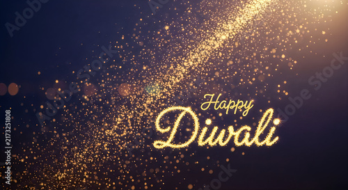 Beautiful golden glowing particles background for the traditional indian festival of happy diwali celebration
