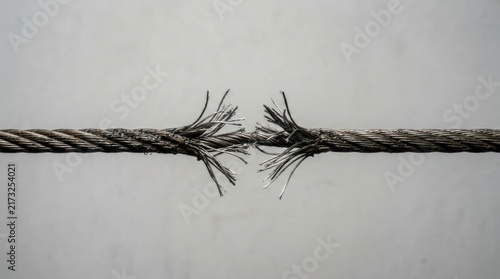 Frayed Steel Rope End Showing Damage and Wear