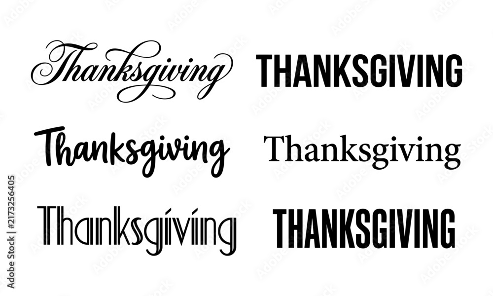 Fototapeta premium Various stylish Thanksgiving typography designs in elegant fonts