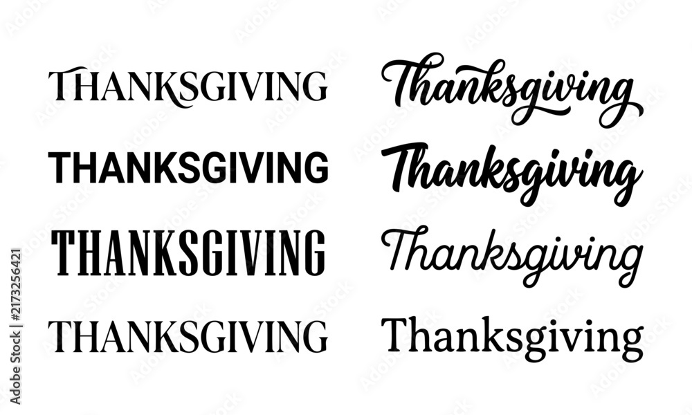 Obraz premium Various Thanksgiving Day Typography Styles in Different Fonts Displayed Clearly