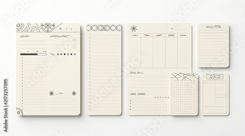 Set of minimalist paper planner and organizer pages