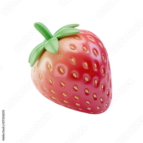Vibrant whole strawberry with deep red skin and golden seed details isolated on transparent background for culinary content