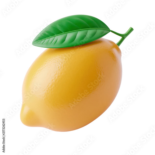 Warm lemon with peachy orange undertone mature golden skin and vibrant green foliage accent isolated on transparent background for citrus beverage marketing