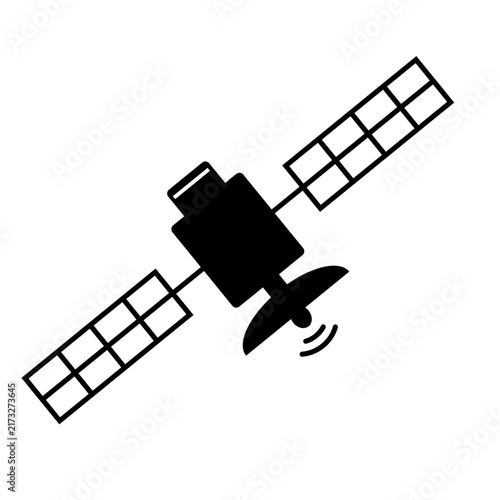 Minimalist Line Art Satellite Icon Emitting Wireless Signal Waves for Telecommunication and Global Network Coverage