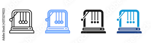 Newton Cradle icon set multiple style collection
