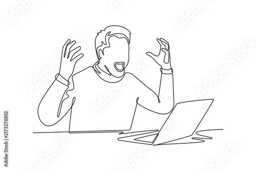 shouting and gesturing.Mental health concept.Single line draw design.Vector graphic illustration