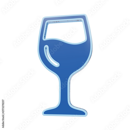 фотографія A three dimensional blue wine glass isolated on a white background, featuring a