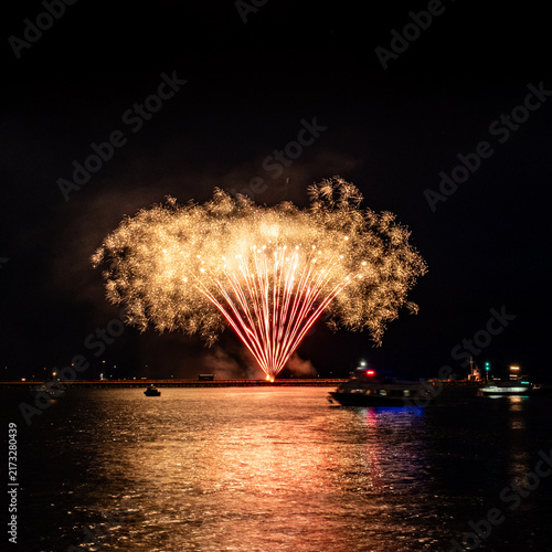 Fireworks From Nemisis Pyrotechnics Over The Water At The Barbican As Part Of The 2026 British Firework Championships Viewed From Queen Anne's Battery, Plymouth