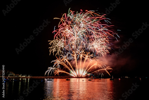 Fireworks Smart Pyrotechnics Over The Water At The Barbican As Part Of The 2026 British Firework Championships Viewed From Queen Anne's Battery, Plymouth