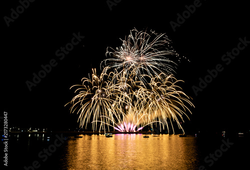 Fireworks Smart Pyrotechnics Over The Water At The Barbican As Part Of The 2026 British Firework Championships Viewed From Queen Anne's Battery, Plymouth