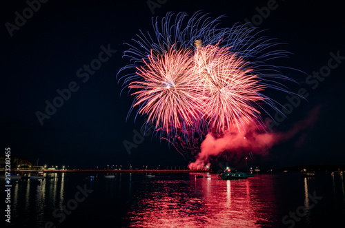 Fireworks Electrify Pyrotechnics Over The Water At The Barbican As Part Of The 2026 British Firework Championships Viewed From Queen Anne's Battery, Plymouth