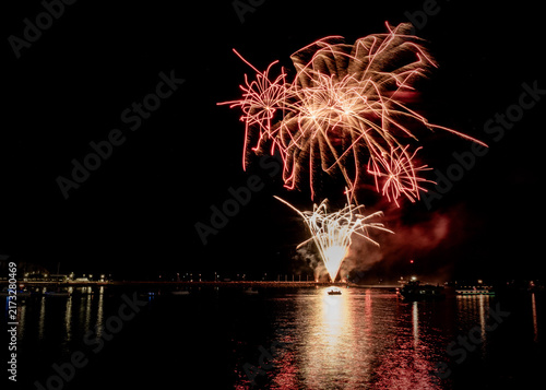 Fireworks Electrify Pyrotechnics Over The Water At The Barbican As Part Of The 2026 British Firework Championships Viewed From Queen Anne's Battery, Plymouth