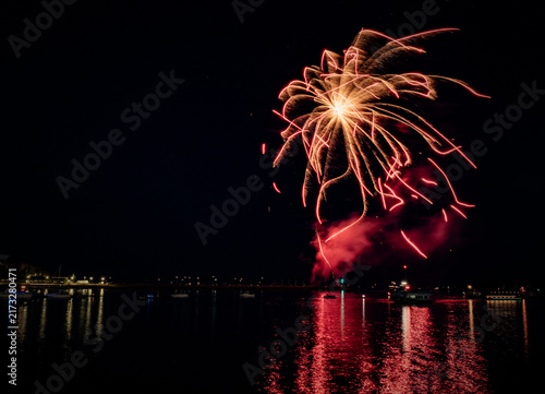 Fireworks Electrify Pyrotechnics Over The Water At The Barbican As Part Of The 2026 British Firework Championships Viewed From Queen Anne's Battery, Plymouth