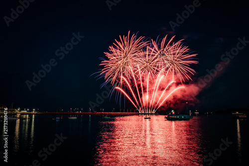 Fireworks Electrify Pyrotechnics Over The Water At The Barbican As Part Of The 2026 British Firework Championships Viewed From Queen Anne's Battery, Plymouth