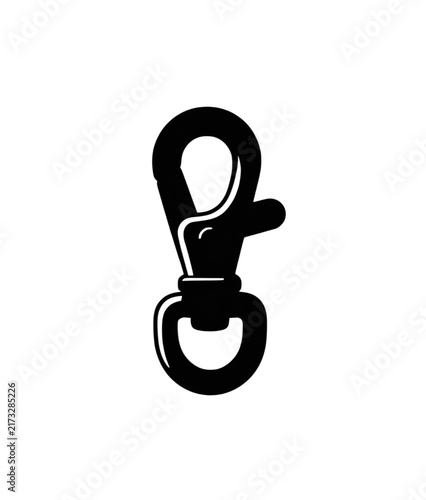 Black Swivel Snap Hook Carabiner Clasp Icon Vector Illustration Isolated on Transparent Background