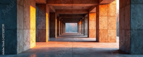Subtle light plays on textured concrete columns, simple, architecture, background