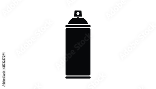 Minimalist black aerosol spray can icon representing spray paint, deodorant, or hairspray on a white background.