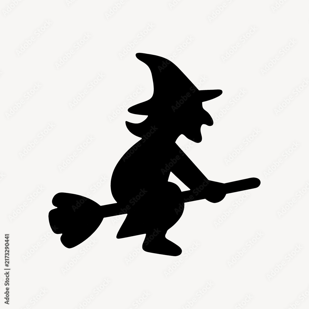 Fototapeta premium Silhouette witch flying broomstick.