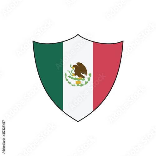 Mexican Flag Shield Vector Illustration