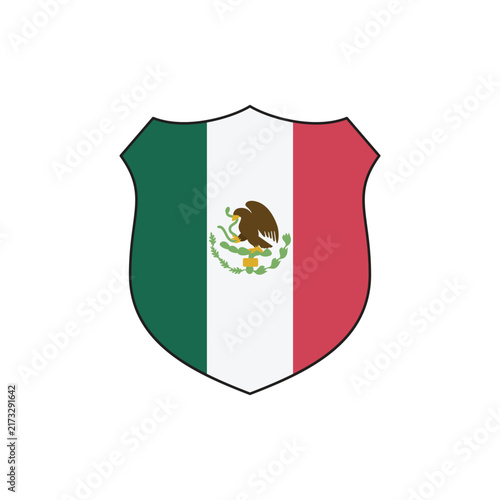 Mexican Flag Shield Vector Illustration