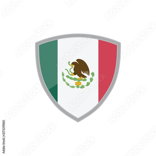 Mexican Flag Shield Vector Illustration