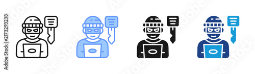 Cyber Fraud icon set multiple style collection