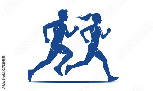 silhouette of a running couple vector illustration