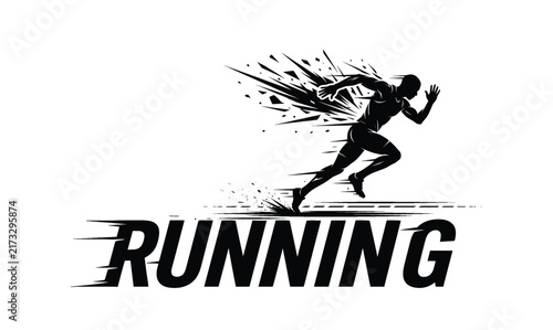 sprinting background running word silhouette