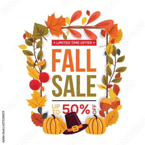 Limited Time Offer Fall Sale 50 Percent Off Autumn Frame Banner