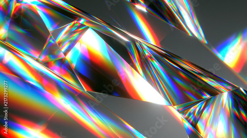 Abstract rainbow refraction on crystalline facets, creating a dazzling spectrum of light AI generative