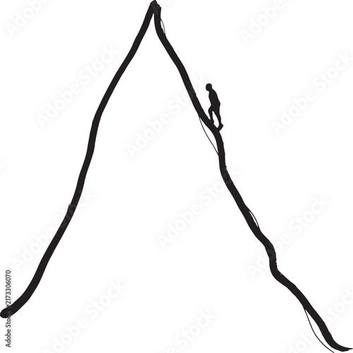 vector,a man climbing a mountain (the mountain drawn with a marker pen)