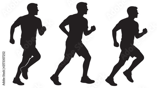 Running Motion Silhouette Sequence - Dynamic Jogging Pose Series for Fitness, Sports, and Animation Projects