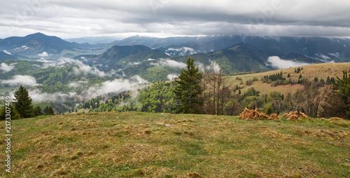 View from Koncita hill in Velka Fatra mountains in Slovakia