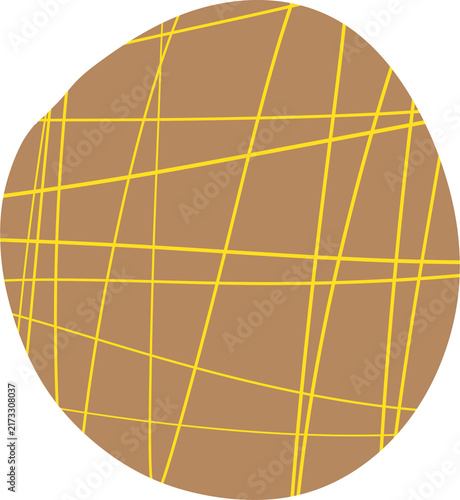 Brown Plaid Circle Pattern Clipart Isolated on Transparent Background