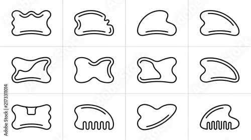 Clean Minimalist Black and White Abstract Organic Shape Line Art Icons Set with high quality professional line art symbols for modern creative design and digital branding projects