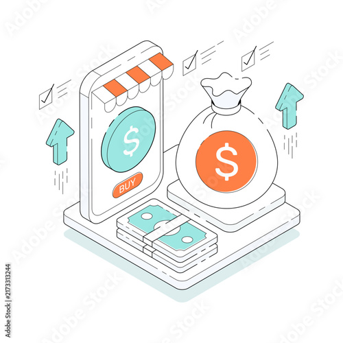 A beautiful design illustration of online shop