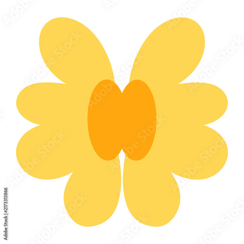 Yellow Flower with Orange Center – Cute Floral Illustration