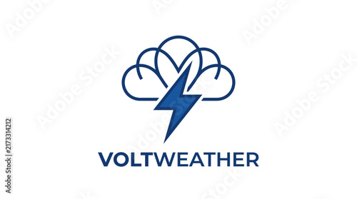 Cloud and Lightning Bolt Logo Template, Weather Volt Energy Icon Symbol