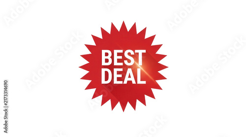 Red starburst badge with best deal text isolated on transparent background