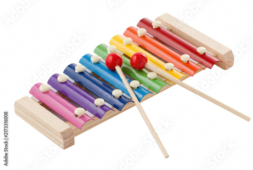 Quadro su tela Colorful Toy Xylophone with Wooden Mallets
