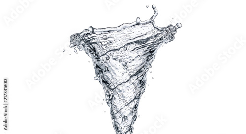 Картината върху платно Dynamic water vortex splash captured in motion with tiny bubbles and droplets