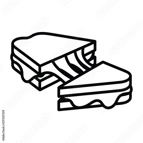 Grilled cheese sandwich cut in half vector graphic icon with sandwich