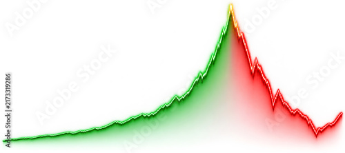 Parabolic Stock Market Rise and Bubble Burst Financial Chart Isolated on Transparent Background