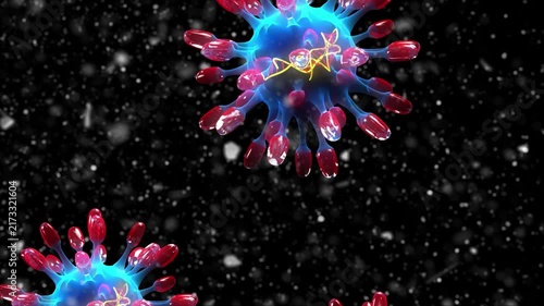 a Coronavirus Background with flying corona viruses in the air
