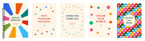 Abstract Circus and Carnival A4 Poster Background Designs with Bold Decorative Shapes, Festive Patterns, and Playful Retro Style, Vector Set