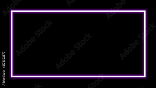 Pink neon rectangle frame on black background glowing border copy space for banner and text template