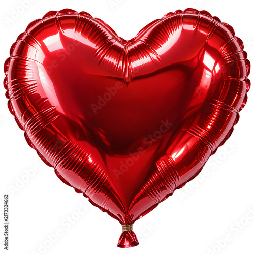 Red heart foil balloon isolated on white for Valentine's Day  
