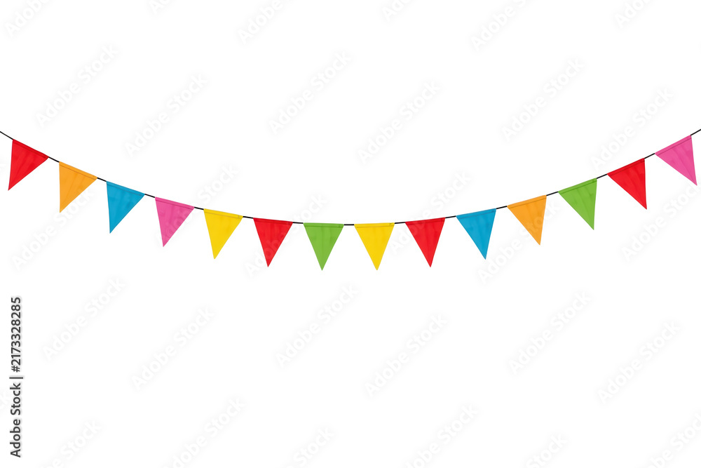 Fototapeta premium Colorful triangular pennant bunting banner